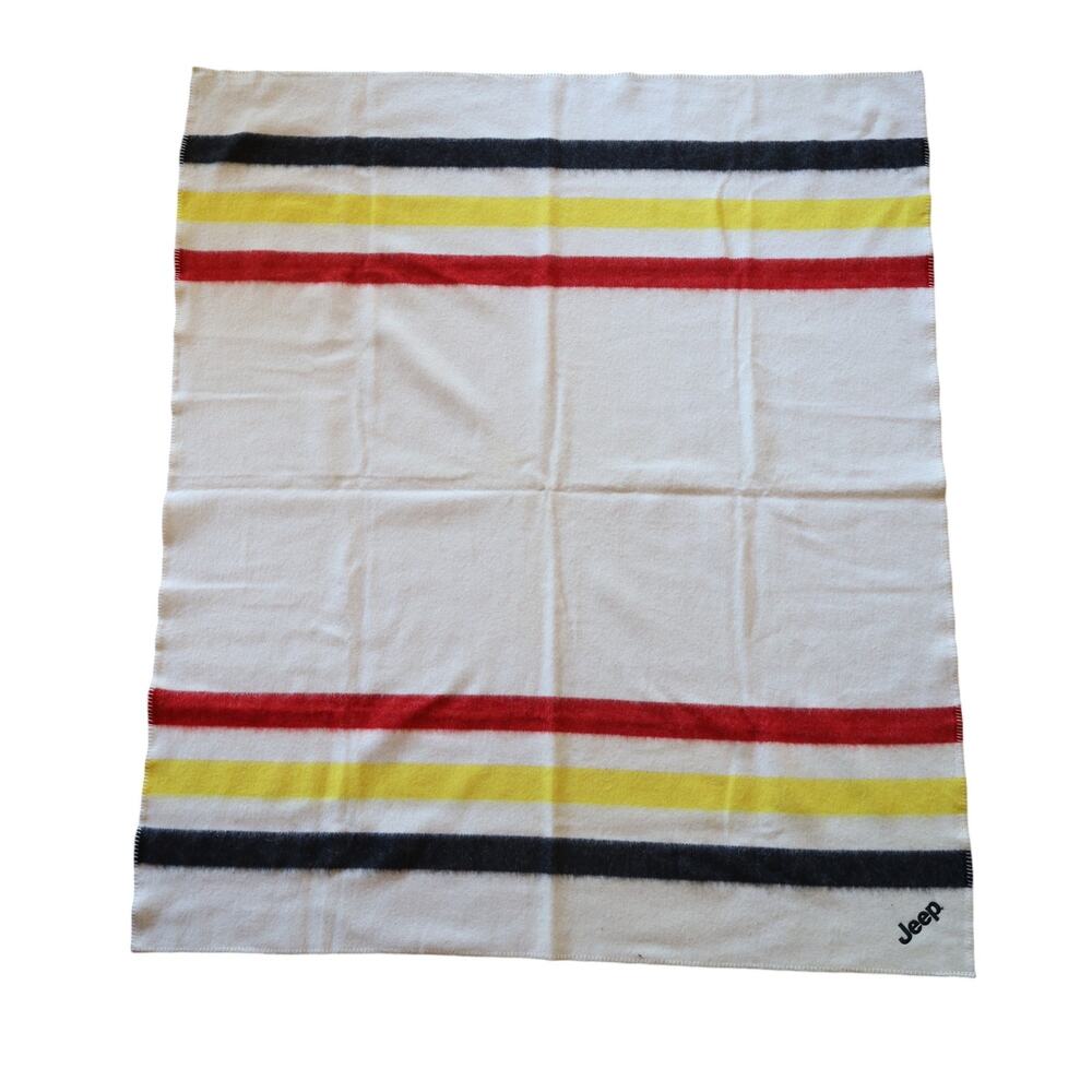Vintage Faribo Jeep Striped Wool Blanket